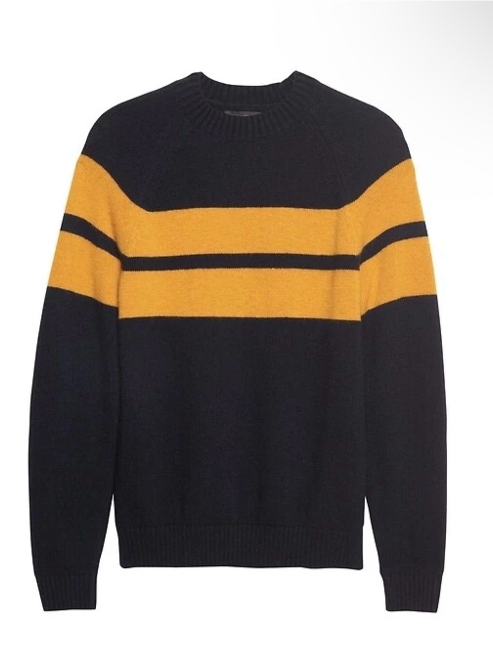 Banana Republic Black and Yellow Striped Crewneck Sweater
